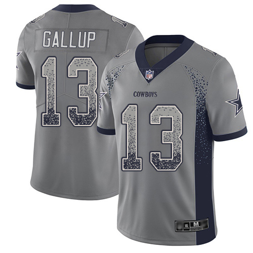 Men Dallas Cowboys Limited Gray Michael Gallup #13 Rush Drift Fashion NFL Jersey->nfl t-shirts->Sports Accessory